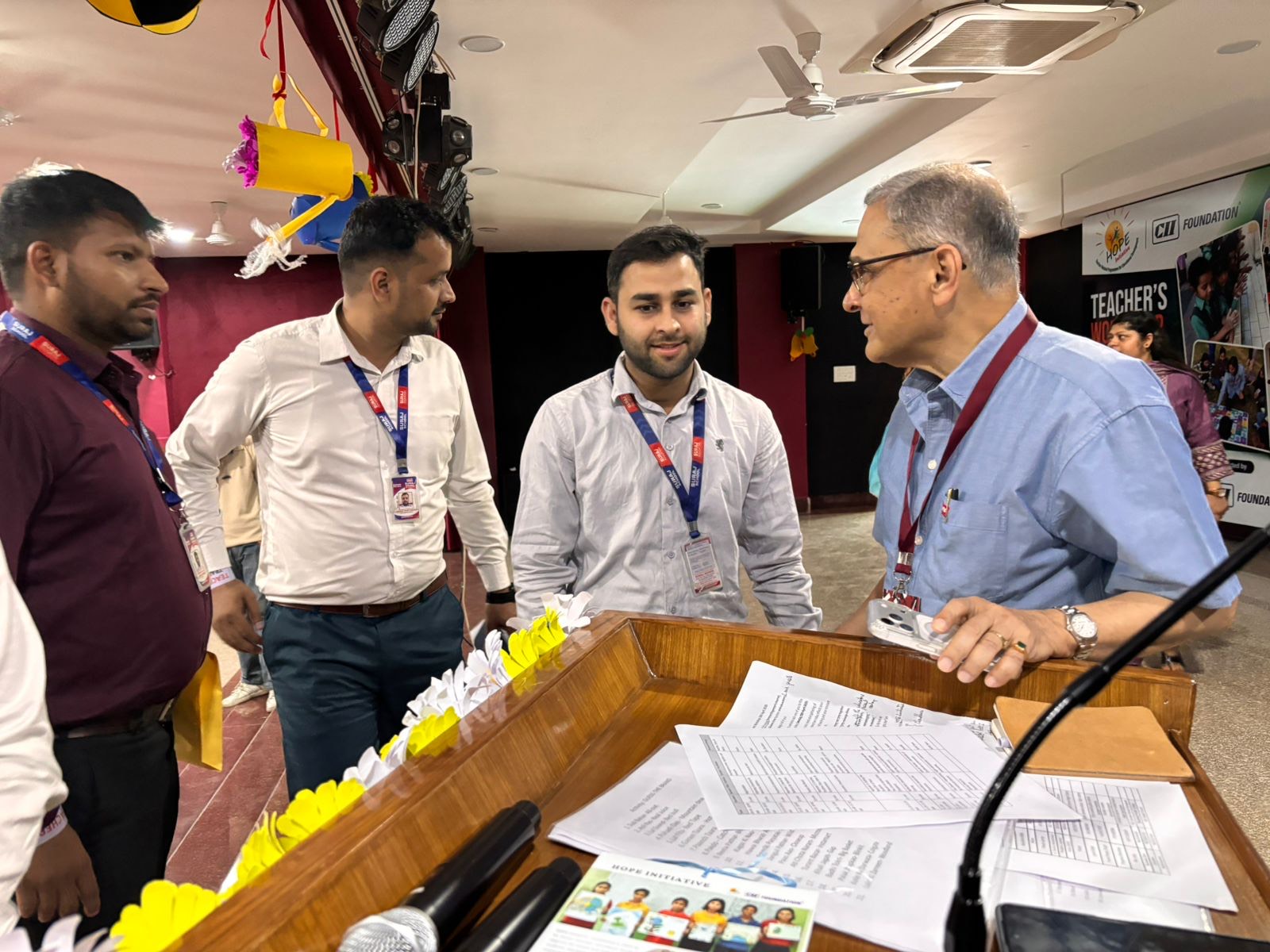 Founder interacting with teachers at the workshop